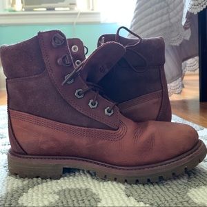 Maroon timberland boots